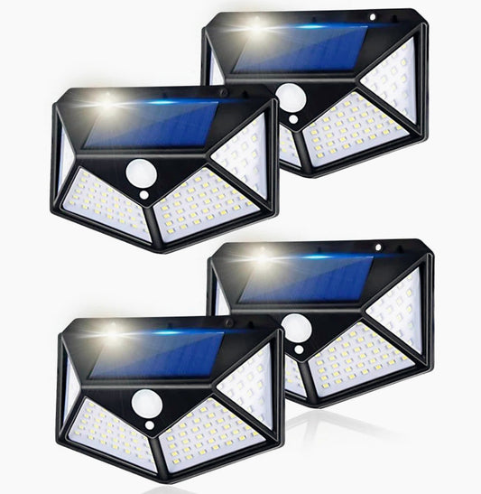 4 Fari Solari Applique 100 LED con Sensore di Movimento (3 Modalità) – IP65 - ambraled