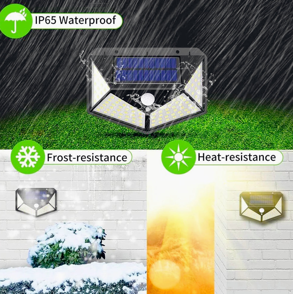 4 Fari Solari Applique 100 LED con Sensore di Movimento (3 Modalità) – IP65 - ambraled