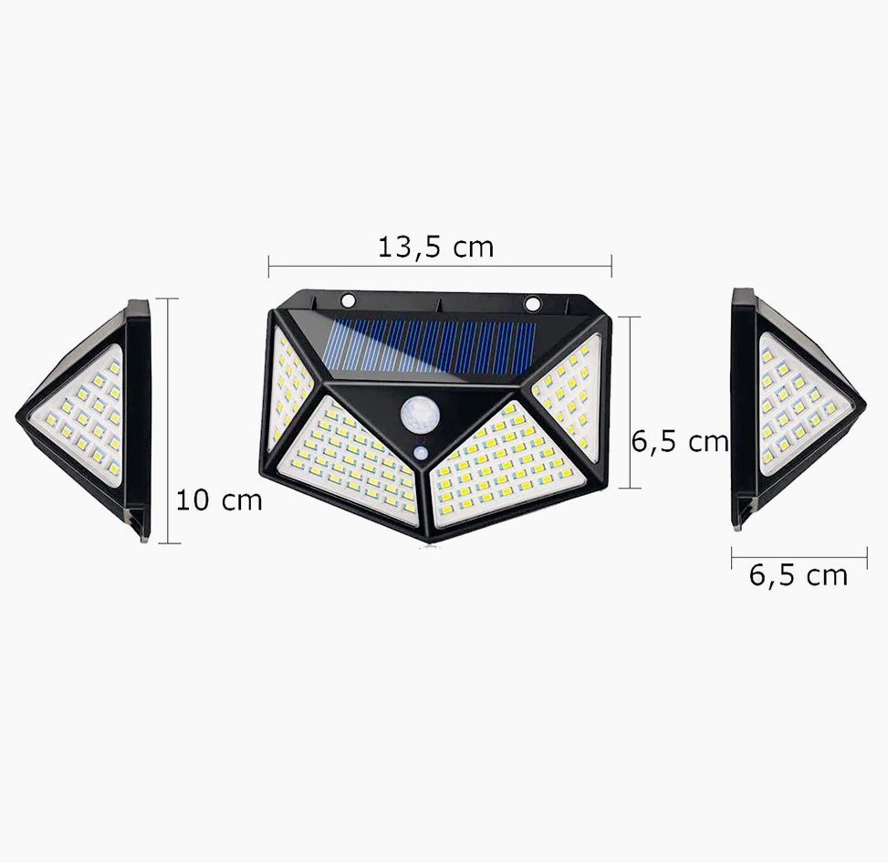 4 Fari Solari Applique 100 LED con Sensore di Movimento (3 Modalità) – IP65 - ambraled