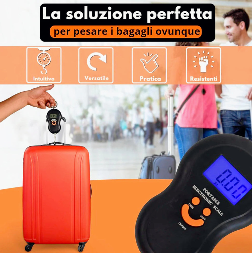 Bilancia portatile LCD – 50kg con gancio per valigie - ambraled