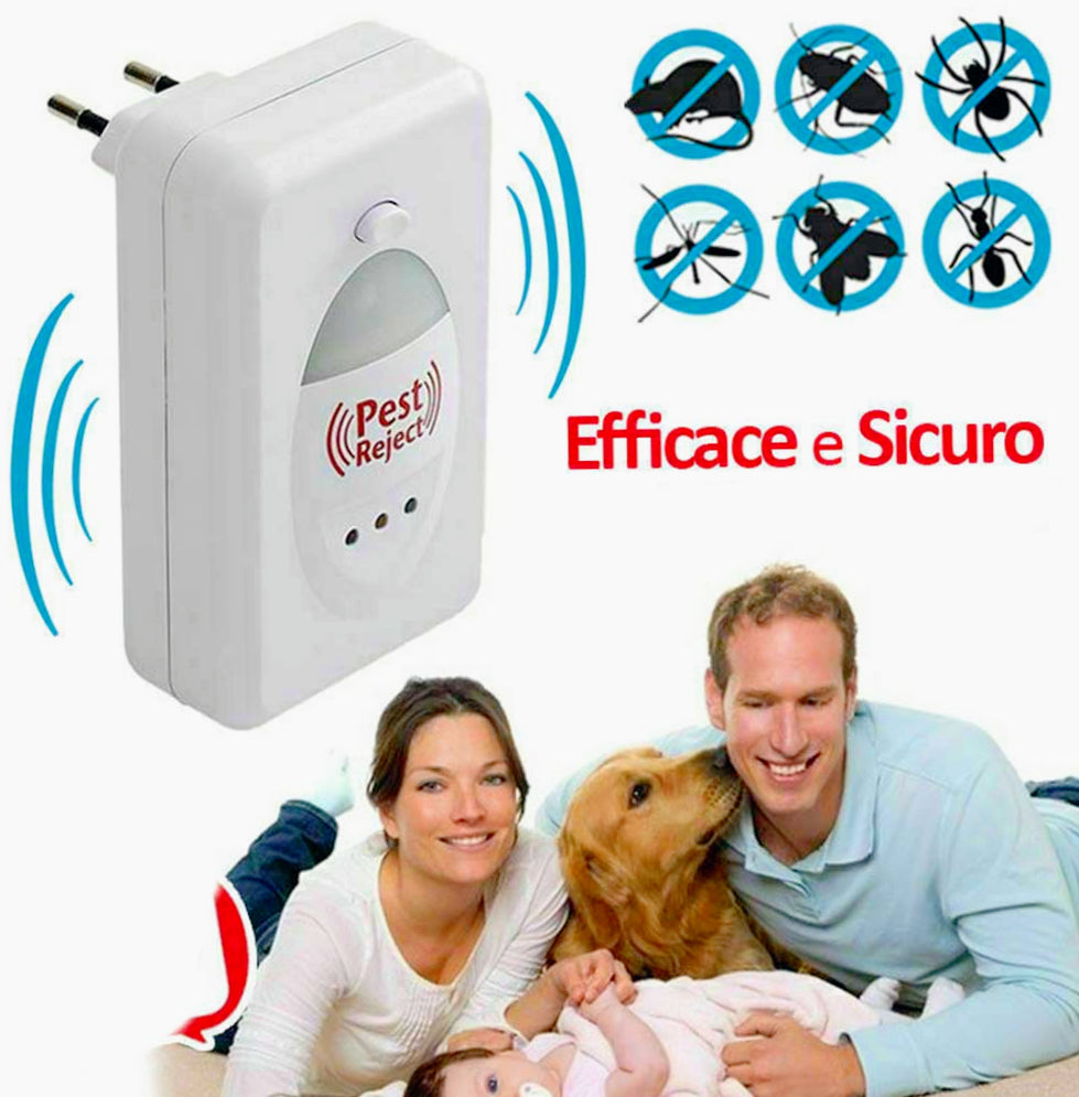 Dispositivo repellente ultrasuoni elettromagnetico per zanzare, insetti, topi e roditori – protezione domestica