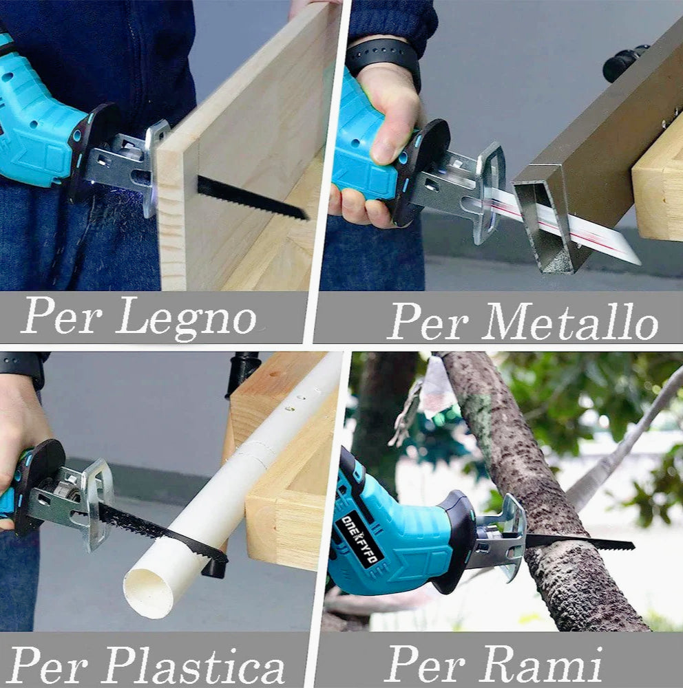 Seghetto a gattuccio 2 batterie 48V con 4 lame per metallo legno e alluminio - ambraled