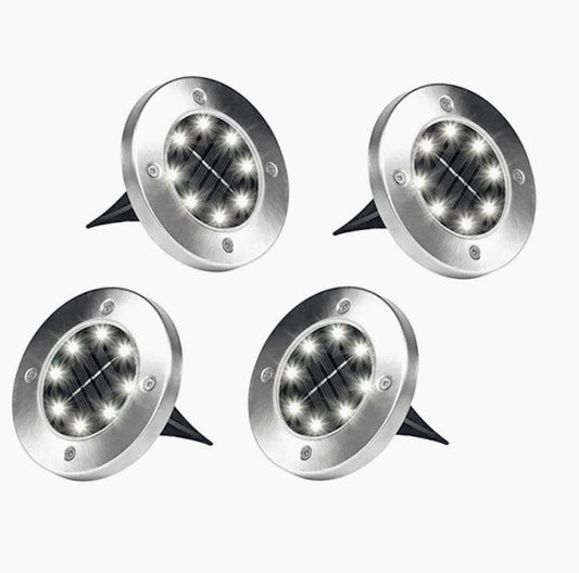 Faretto solare LED 4 picchetti – giardino IP65 luce bianca - ambraled