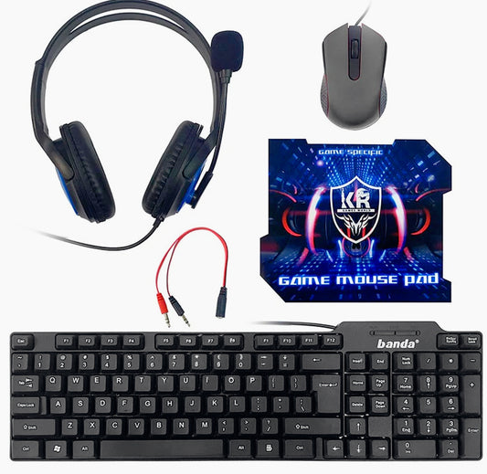Kit 4in1 gaming – tastiera mouse cuffia tappetino USB - ambraled