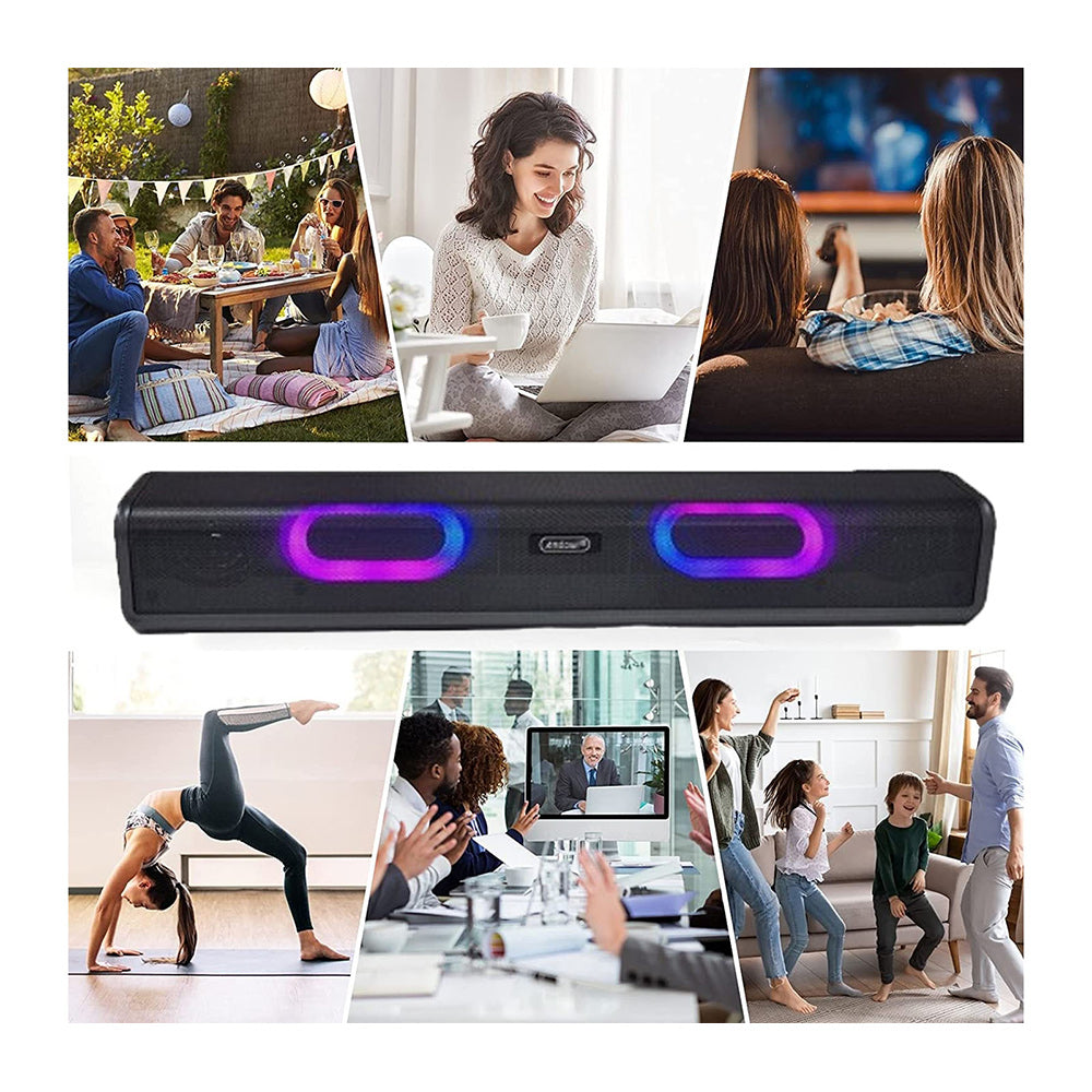 Speaker Bluetooth 5.0 ricaricabile soundbar luci LED RGB AUX USB SD - ambraled