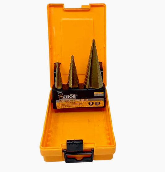 3 Frese Coniche in Acciaio – Punte a Gradini (Misure da 4 a 32 mm) - ambraled