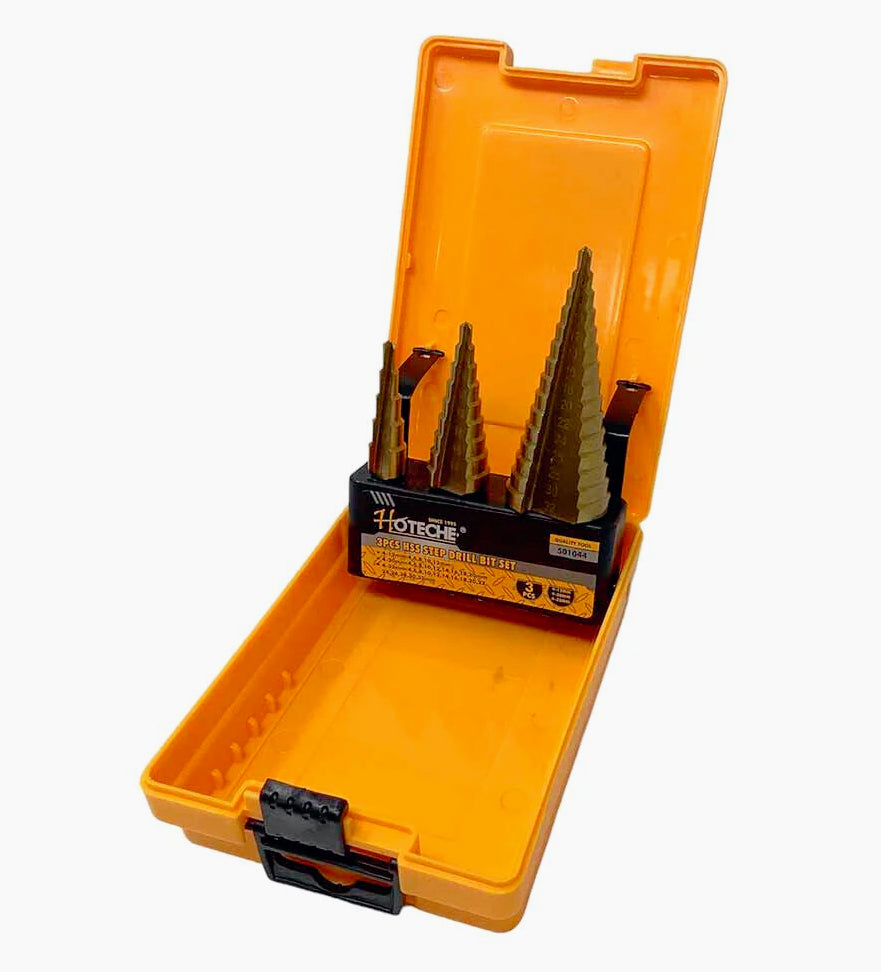 3 Frese Coniche in Acciaio – Punte a Gradini (Misure da 4 a 32 mm) - ambraled