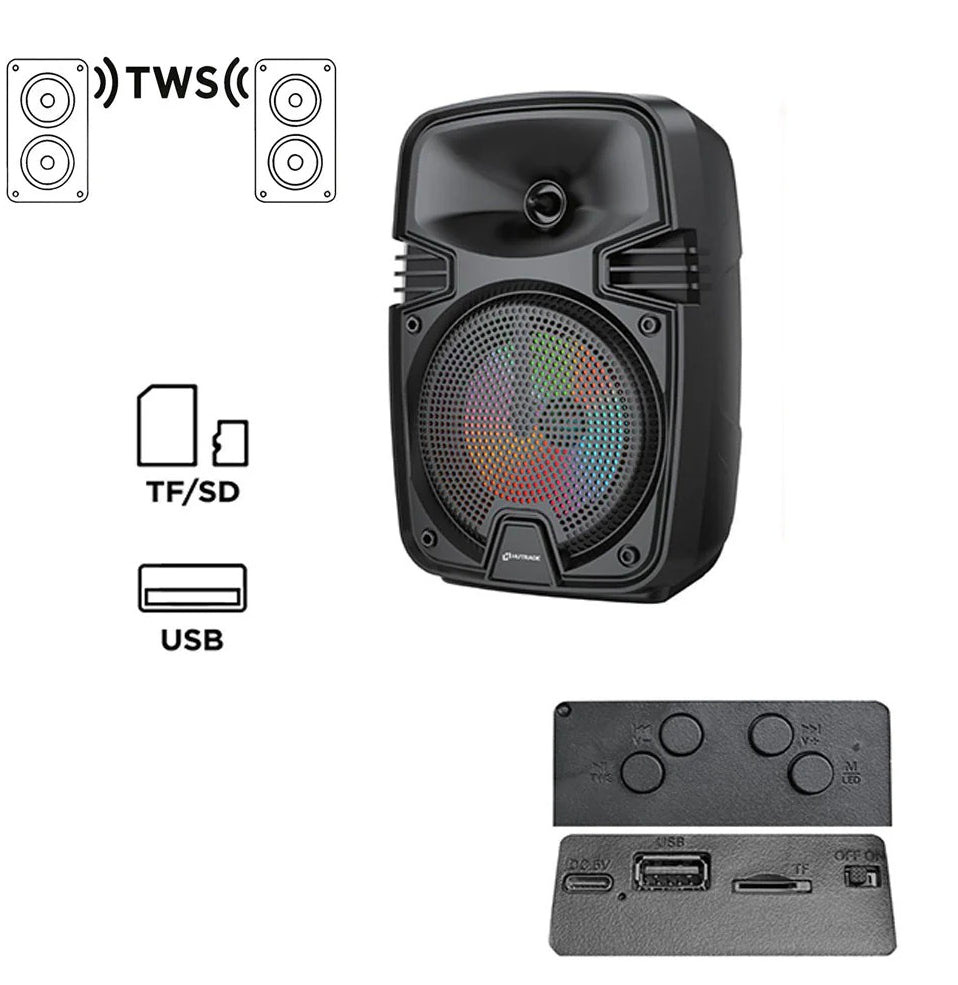 Cassa Bluetooth TWS 10W – FM, luci RGB, USB/TF ricaricabile - ambraled