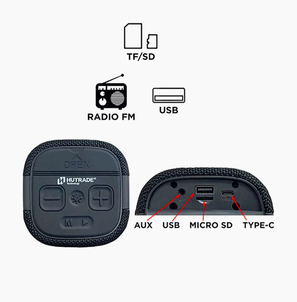 Cassa Bluetooth 10W – IPX6, radio FM, USB/SD/TF/AUX, ricaricabile - ambraled