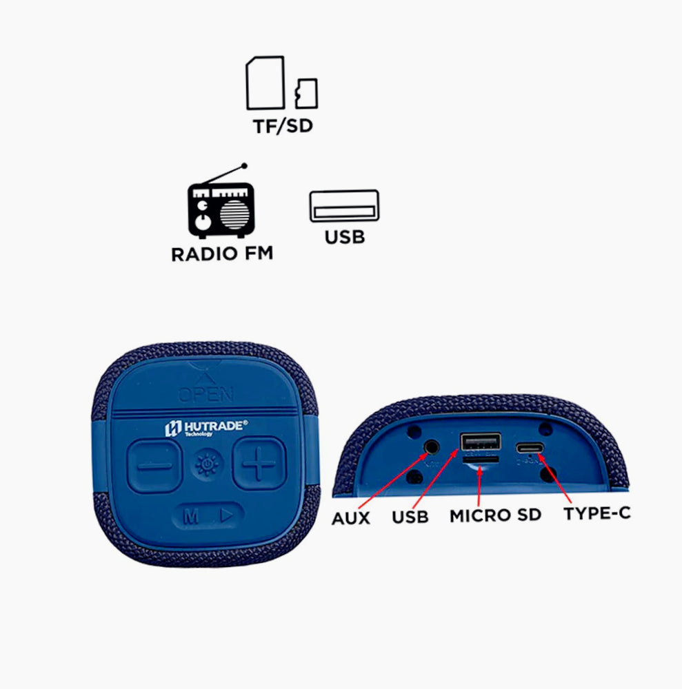 Cassa Bluetooth 10W – IPX6, radio FM, USB/SD/TF/AUX, ricaricabile - ambraled