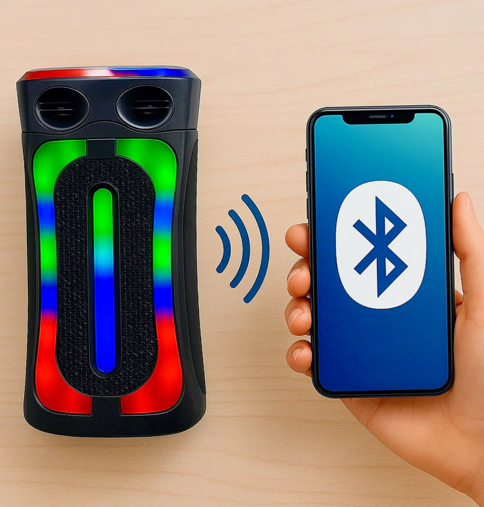 Cassa karaoke RGB 60W – Bluetooth, FM, USB/SD/TF ricaricabile - ambraled