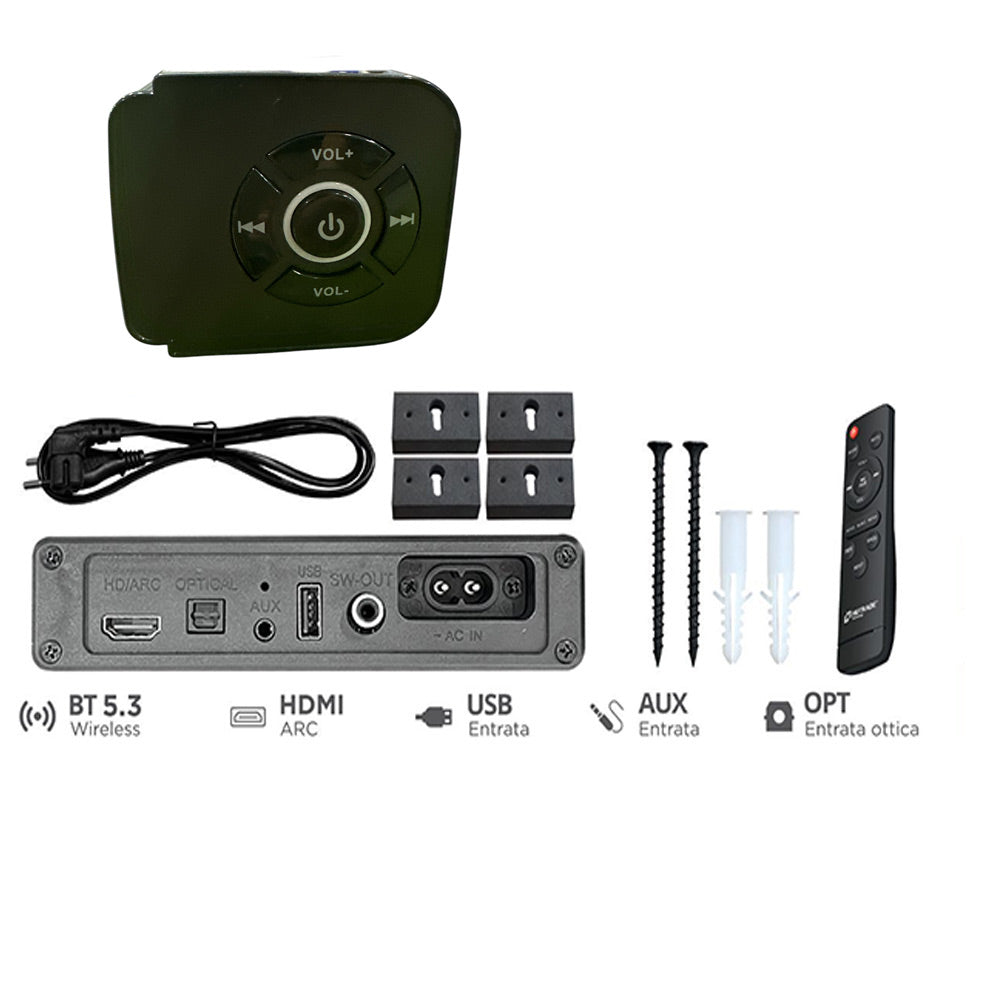 Soundbar con subwoofer per tv bluetooth 240 watt 2.1CH ingresso ottico - ambraled