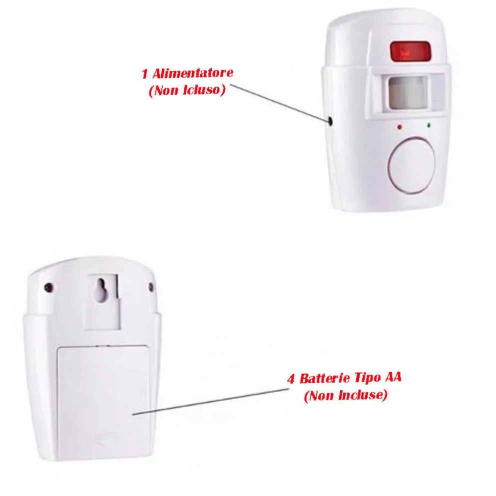 Allarme con due telecomandi e rilevatore di movimento a 110° - ambraled
