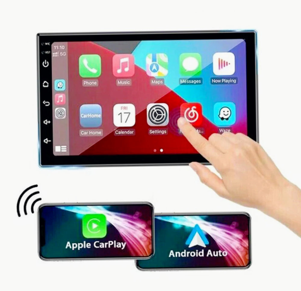 Autoradio 2 DIN Bluetooth 4+32GB CarPlay/Android 7” touchscreen FM/GPS - ambraled