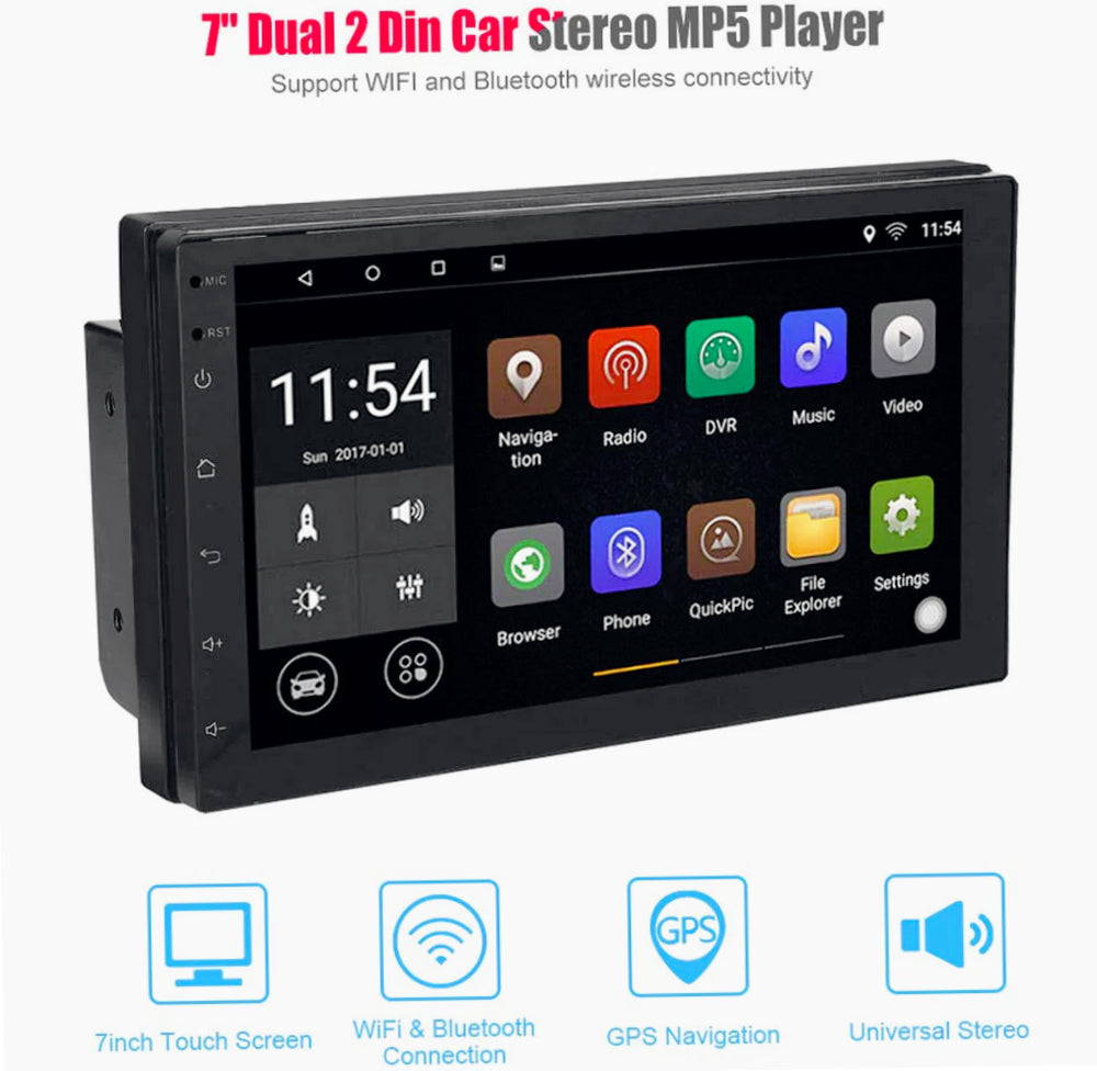 Autoradio 2 DIN Bluetooth 4+32GB CarPlay/Android 7” touchscreen FM/GPS - ambraled