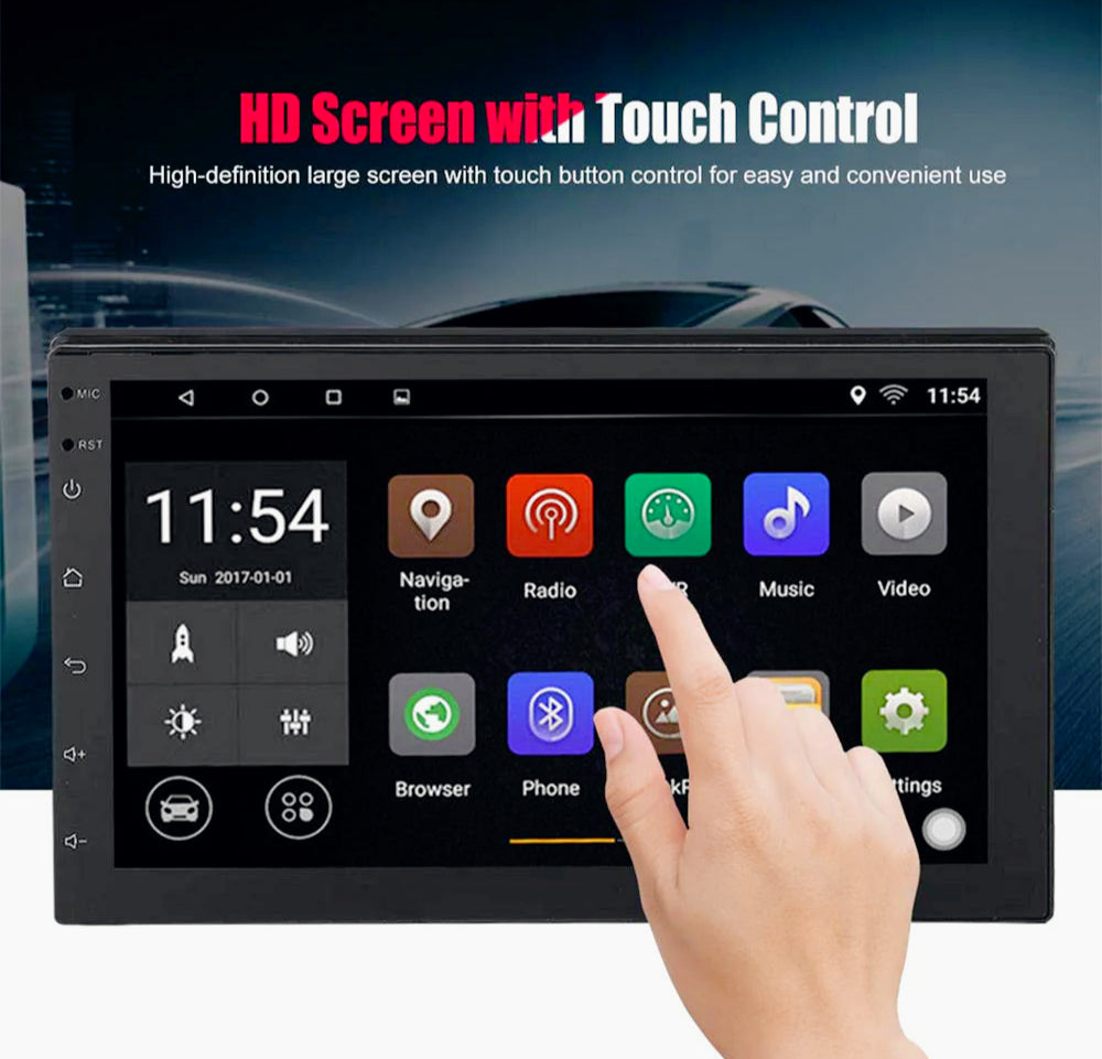 Autoradio 2 DIN Bluetooth 4+32GB CarPlay/Android 7” touchscreen FM/GPS - ambraled