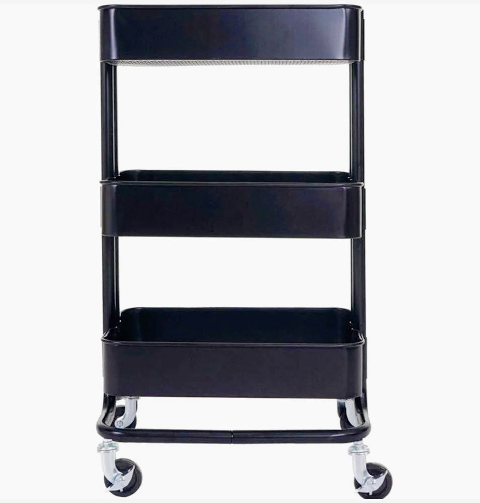 Carrello 3 cestelli metallo con ruote – multiuso salva spazio - ambraled