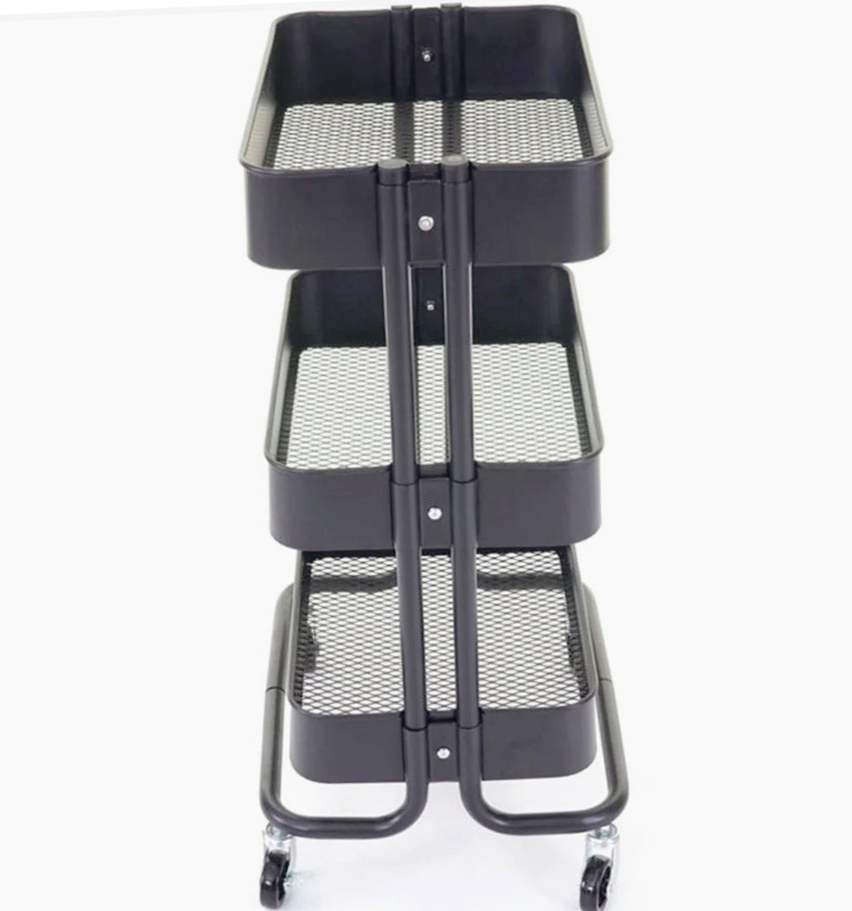 Carrello 3 cestelli metallo con ruote – multiuso salva spazio - ambraled