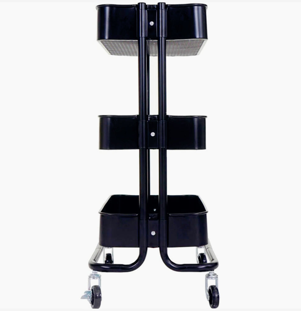 Carrello 3 cestelli metallo con ruote – multiuso salva spazio - ambraled