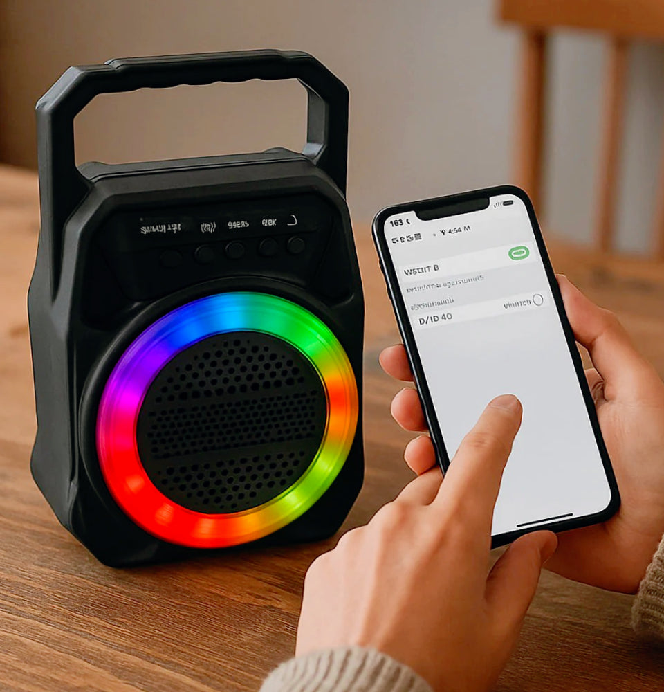 Cassa Bluetooth TWS 5W – FM, luci RGB, USB/TF/AUX ricaricabile - ambraled