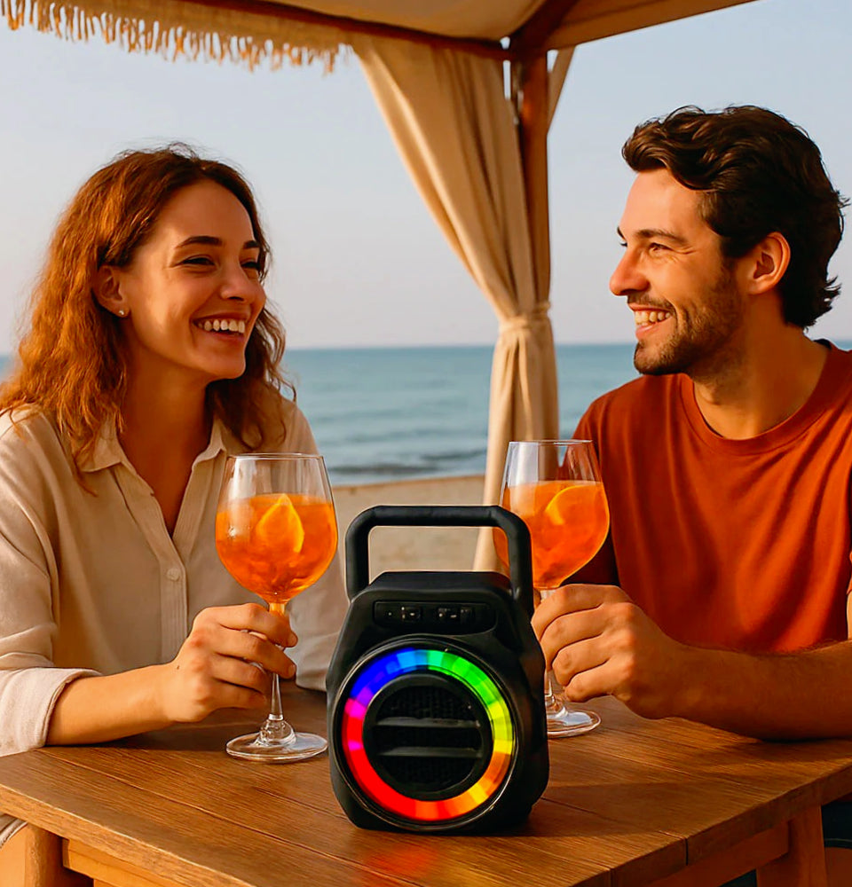 Cassa Bluetooth TWS 5W – FM, luci RGB, USB/TF/AUX ricaricabile - ambraled