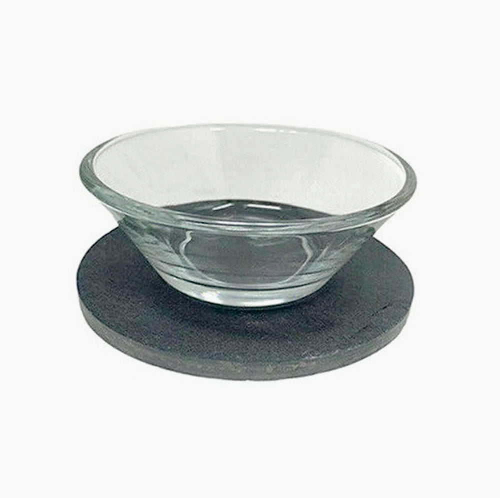 Set 3 ciotole in vetro con supporto in ardesia per aperitivi - ambraled