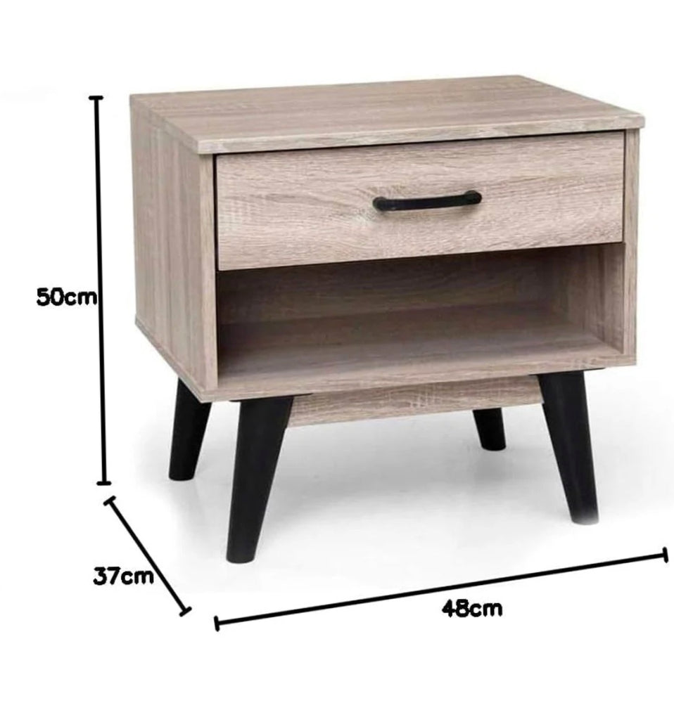 Comodino in legno MDF – 1 cassetto e 1 ripiano mobile - ambraled