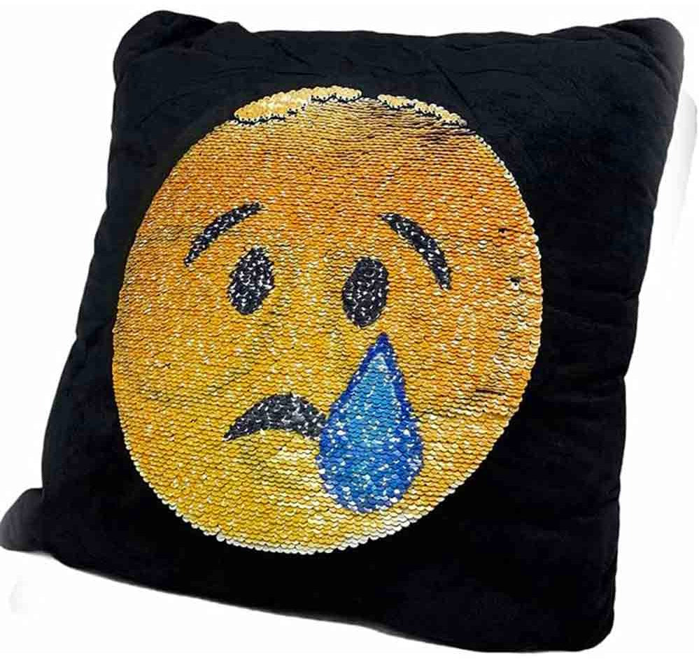 Cuscino emoticon smile – pailettes, cambia espressione double face - ambraled