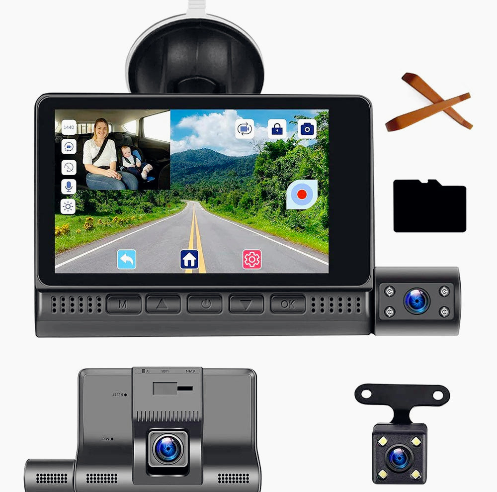 Dash Cam 4” touch – 3 telecamere HD 1080P - ambraled