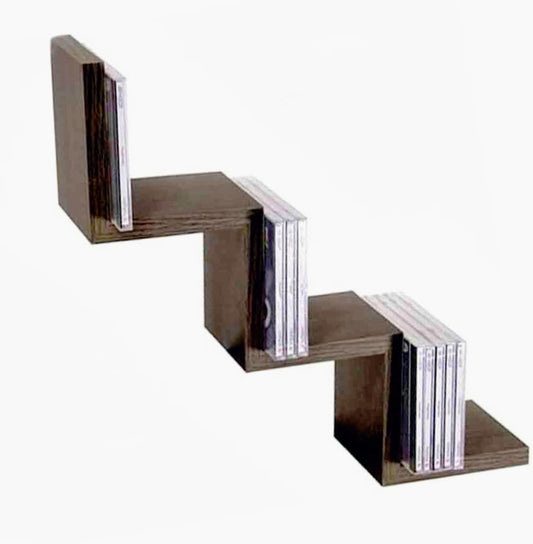 Mensola a zig-zag in legno scuro MDF – 3 ripiani 59x12 cm - ambraled