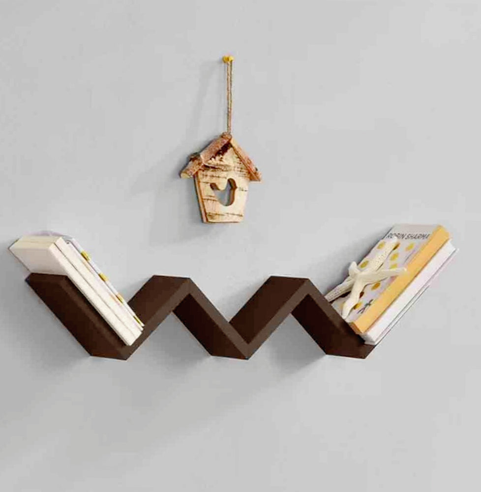 Mensola a zig-zag in legno scuro MDF – 3 ripiani 59x12 cm - ambraled