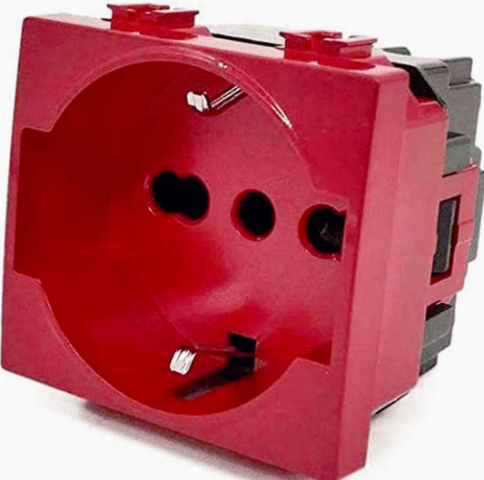 Presa Schuko 10/16A rossa – Compatibile con Matix (prese spina tedesca 2P), adatta per gruppo di continuità UPS, cassetta 503 - ambraled
