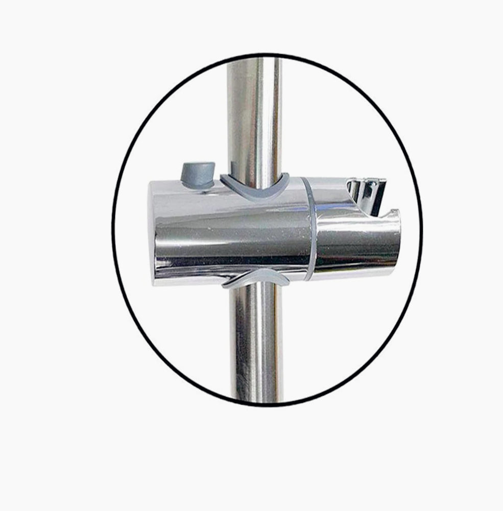 Saliscendi cromato per doccia con asta regolabile, porta-sapone, supporto con tasto orientabile e scorrimento per altezza 70 cm - ambraled