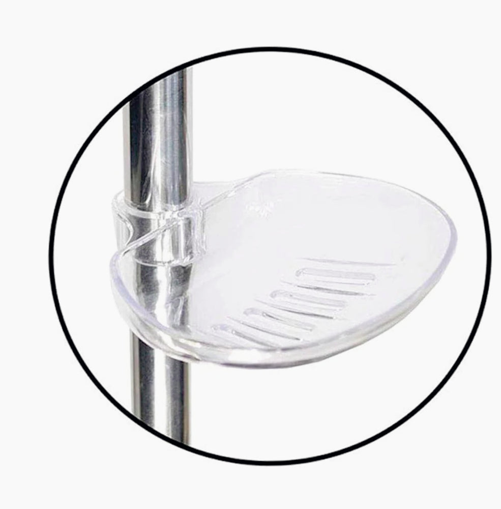 Saliscendi cromato per doccia con asta regolabile, porta-sapone, supporto con tasto orientabile e scorrimento per altezza 70 cm - ambraled