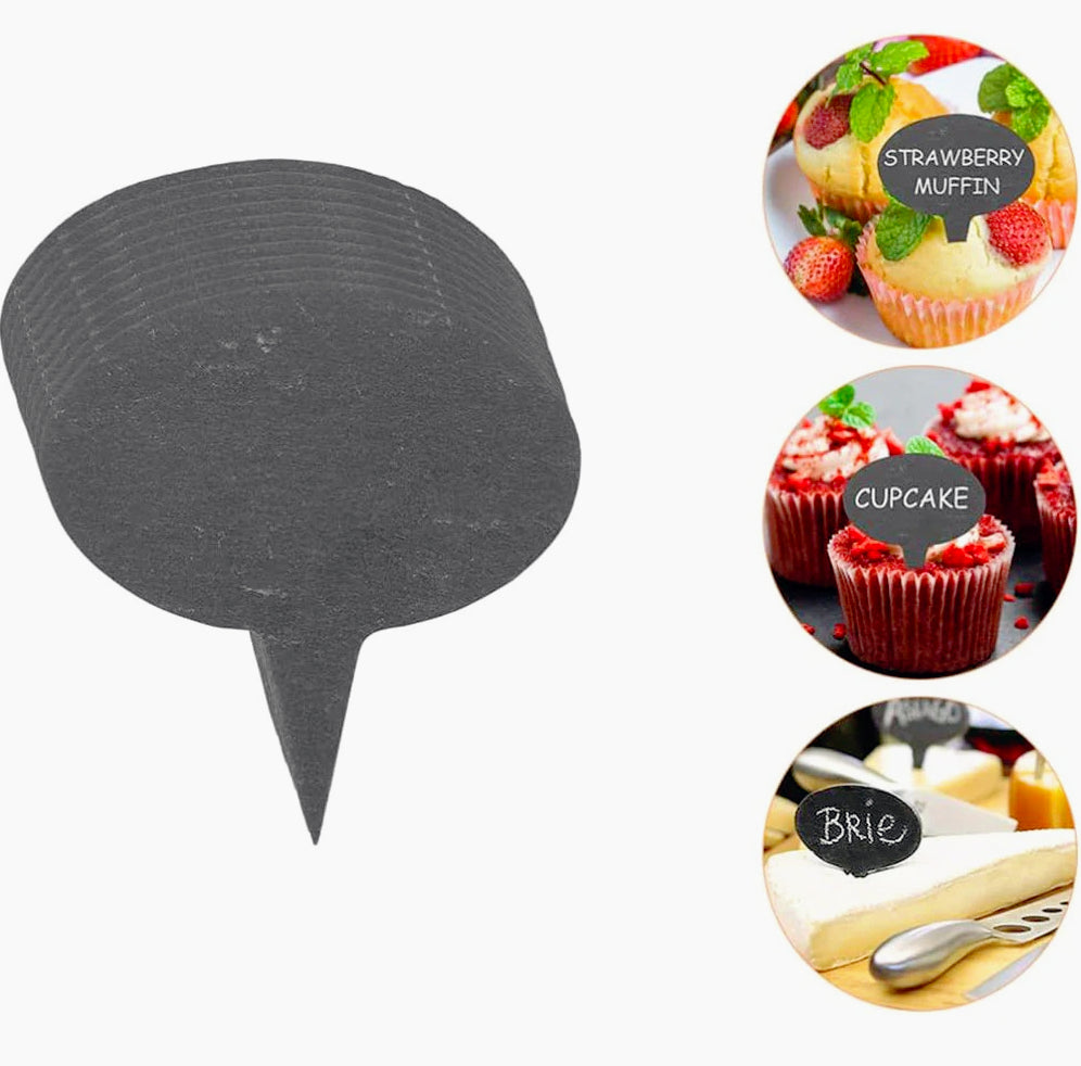 Set 4 segna-alimenti ovali in ardesia per gusti cibo – buffet, bar, ristorante - ambraled