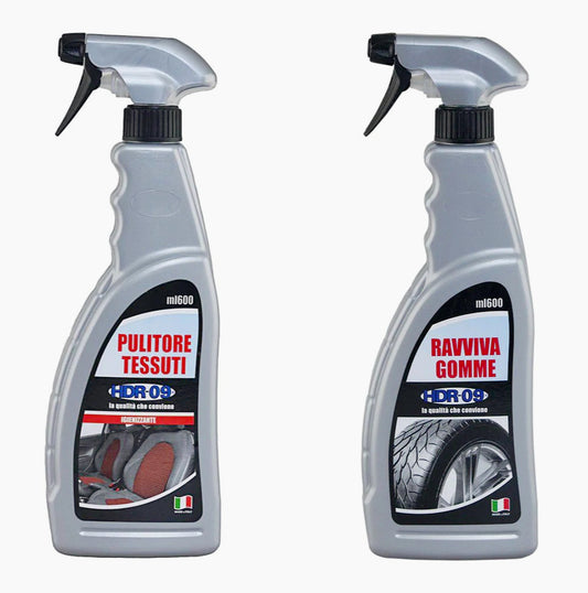 Detergente spray 600ml – pulizia tessuti auto, pneumatici e moto - ambraled
