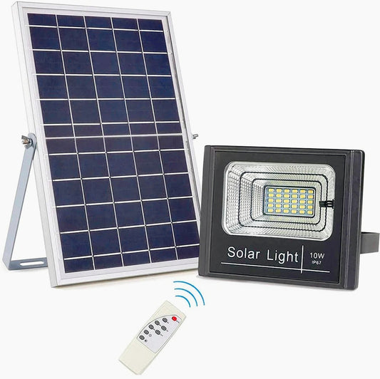 Faro solare LED 10W – sensore crepuscolare telecomando IP66 - ambraled