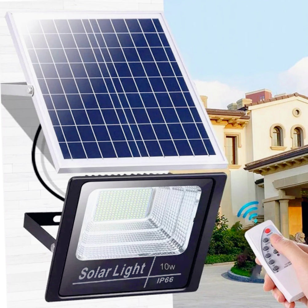 Faro solare LED 10W – sensore crepuscolare telecomando IP66 - ambraled
