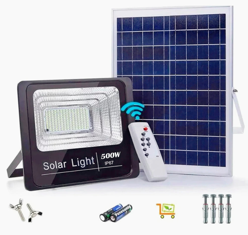 Faro solare LED 500W – sensore crepuscolare 6500K IP67 - ambraled