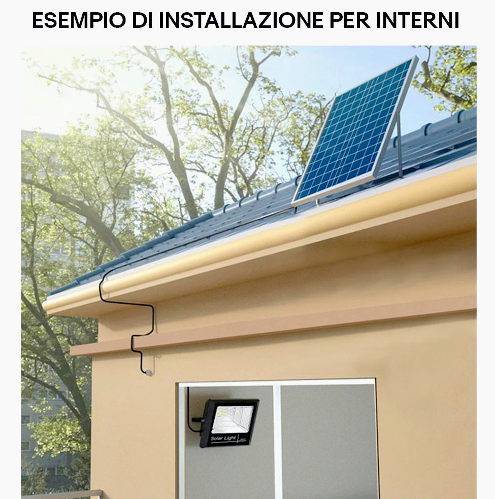 Faro solare LED 500W – sensore crepuscolare 6500K IP67 - ambraled