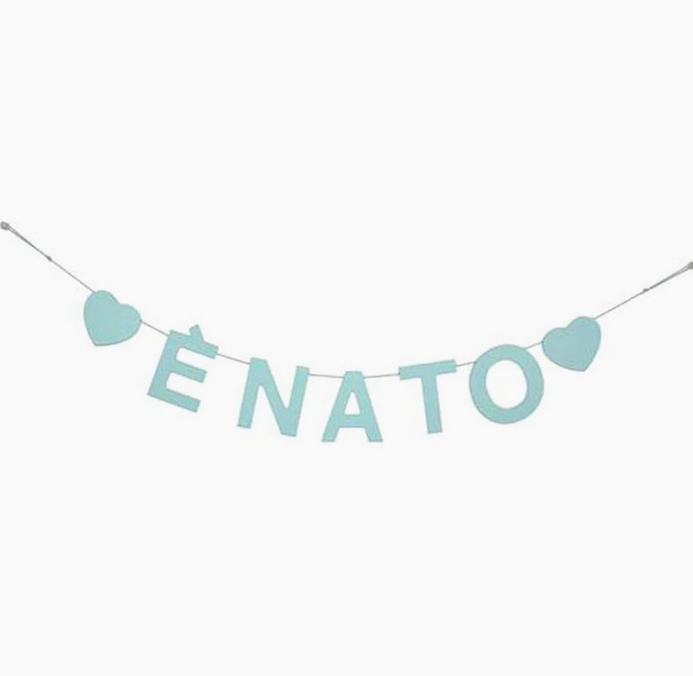 Festone legno “È nato / È nata” – per feste bimbo/bimba - ambraled