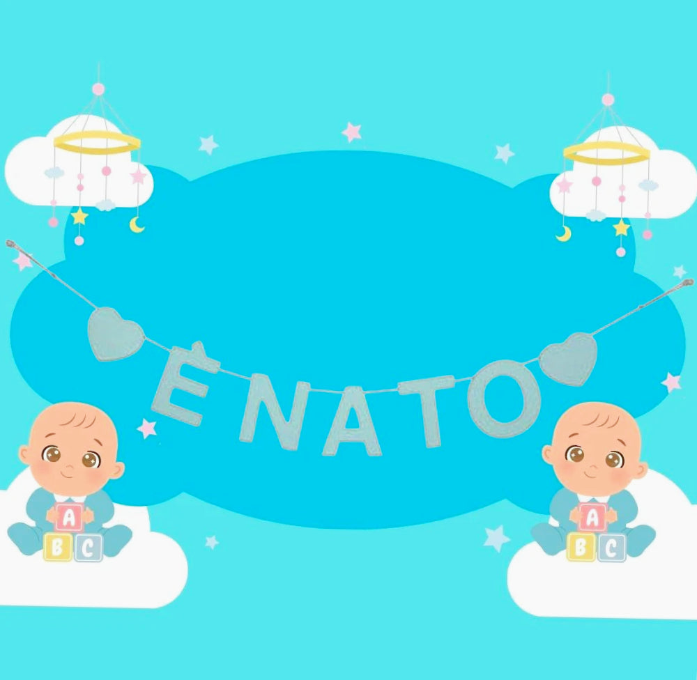 Festone legno “È nato / È nata” – per feste bimbo/bimba - ambraled