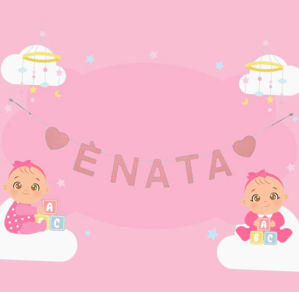Festone legno “È nato / È nata” – per feste bimbo/bimba - ambraled