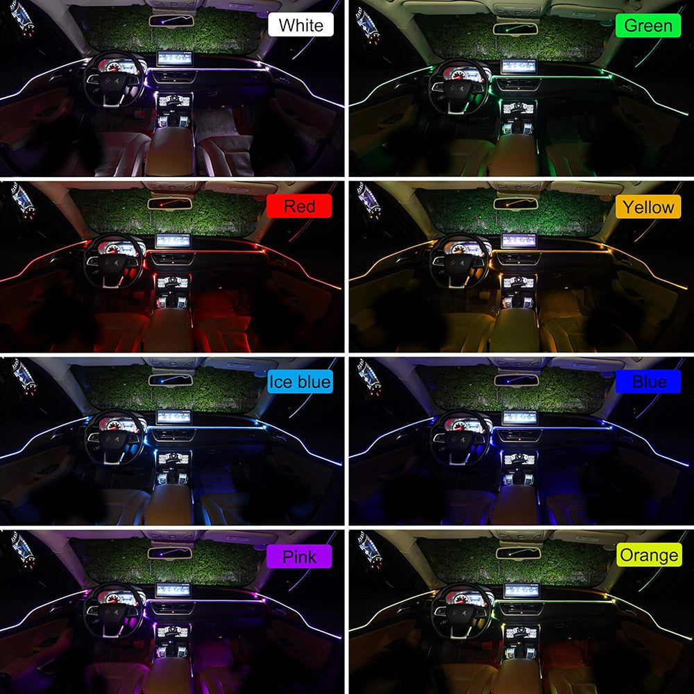 Strip led rgb per interno auto 6 metri fibra ottica con APP - ambraled