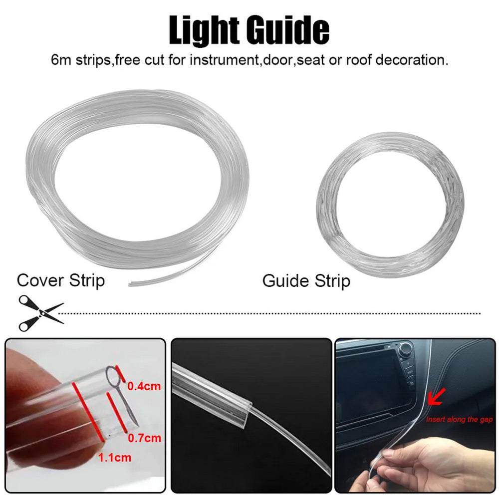 Strip led rgb per interno auto 6 metri fibra ottica con APP - ambraled