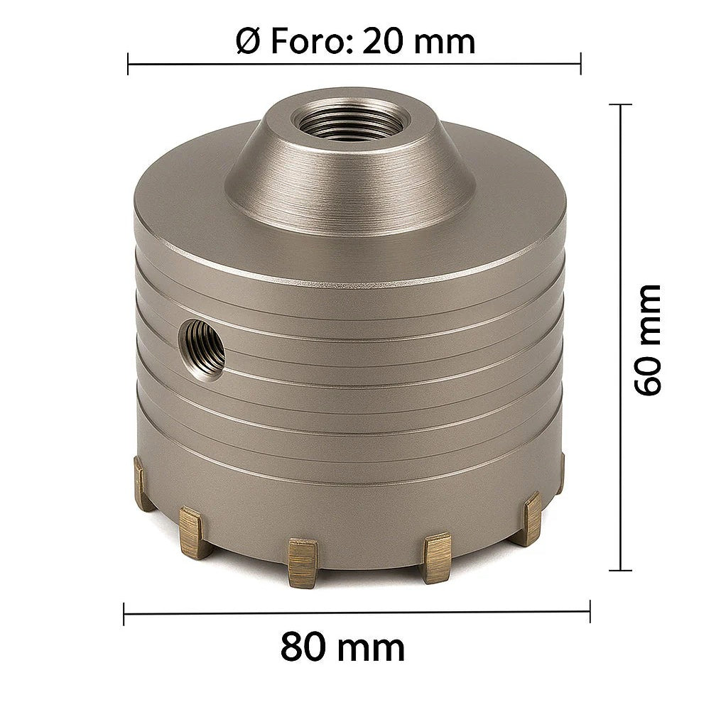 Fresa carotatrice a tazza Ø80mm – foro Ø20mm per muro acciaio - ambraled