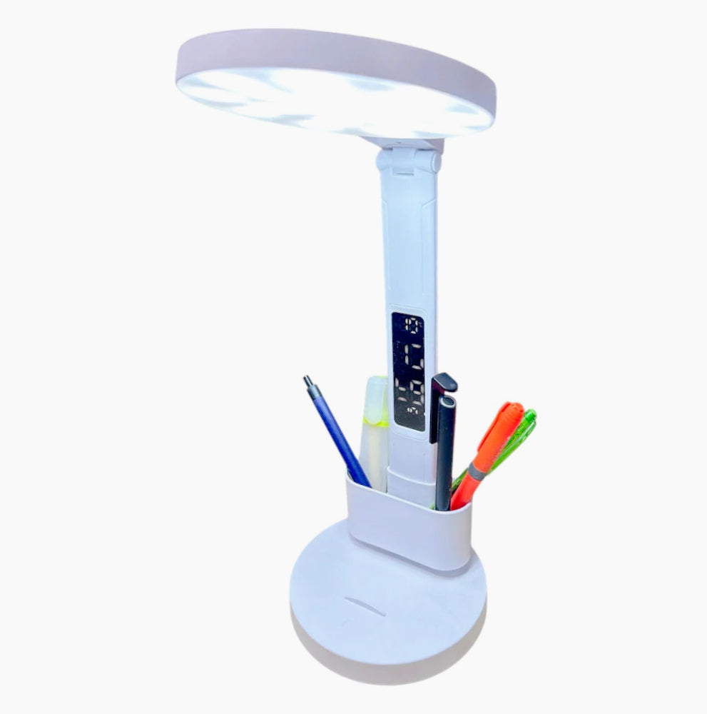 Lampada da scrivania touch LED – Con porta penna, orologio e regolazione luminosa (dimmerabile) - ambraled