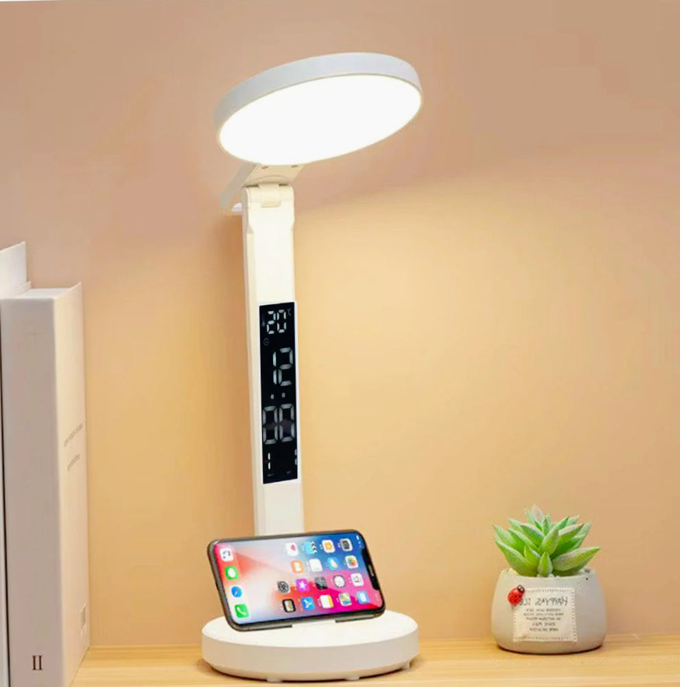 Lampada da scrivania touch LED – Con porta penna, orologio e regolazione luminosa (dimmerabile) - ambraled
