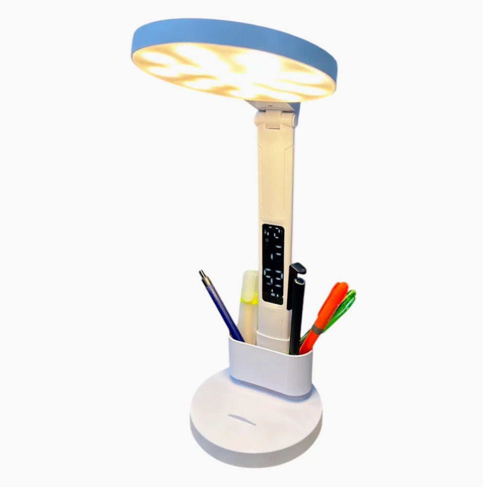 Lampada da scrivania touch LED – Con porta penna, orologio e regolazione luminosa (dimmerabile) - ambraled