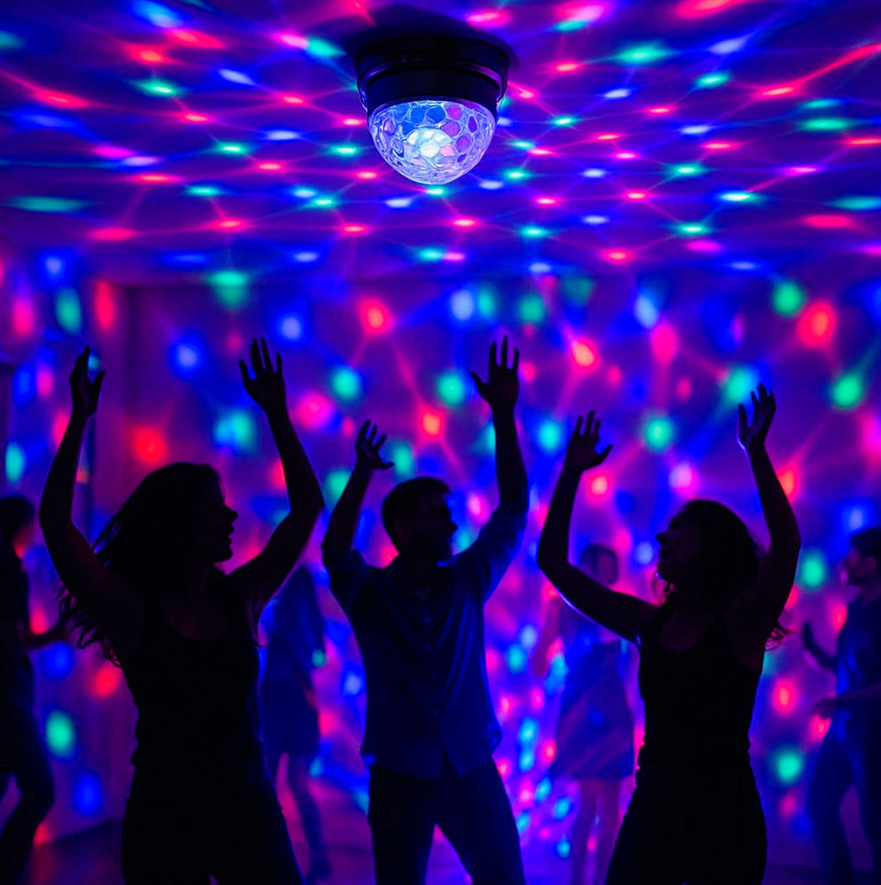 Lampada strobo RGB con cassa Bluetooth – Luci per discoteca, effetto MP3 - ambraled